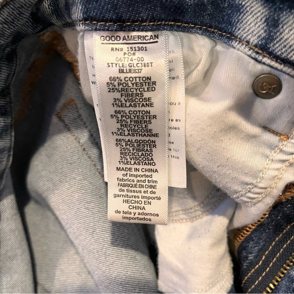 Good American Good Legs High Rise Chewed Hem Ankle Jeans Blue 837 Size 12/31 - Picture 6 of 11